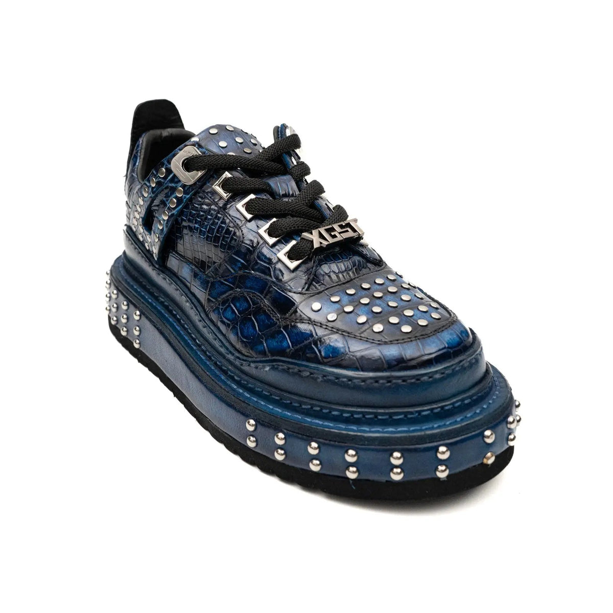 Blue and Black Platform Sneaker with Stud Rows
