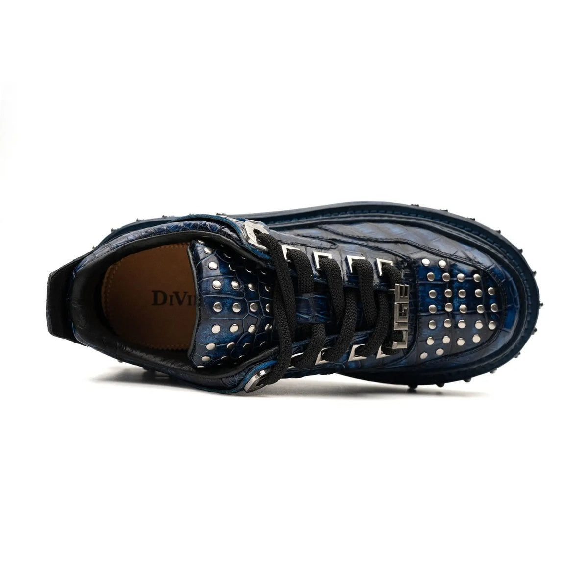 Blue and Black Platform Sneaker with Stud Rows