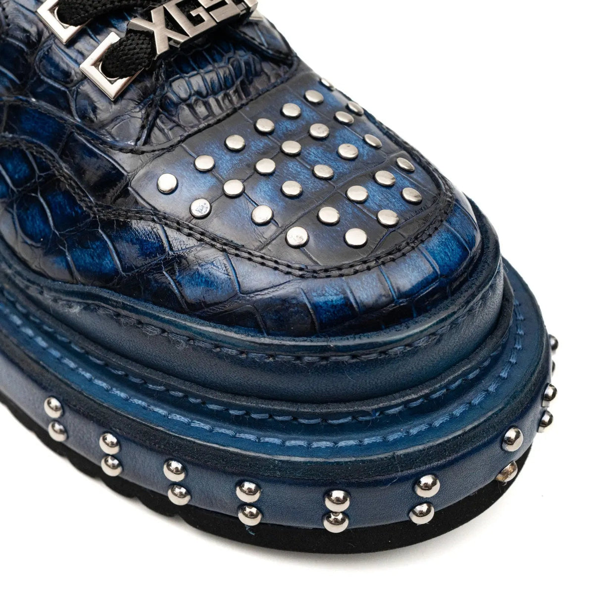 Blue and Black Platform Sneaker with Stud Rows