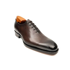 Dark Brown Plain-Toe Cow Leather Oxford Shoes