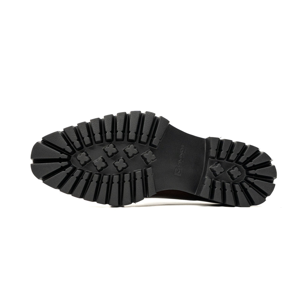 Shaded Brown Glossy Lug-Sole Cap-Toe Oxford Shoe DIVINCH