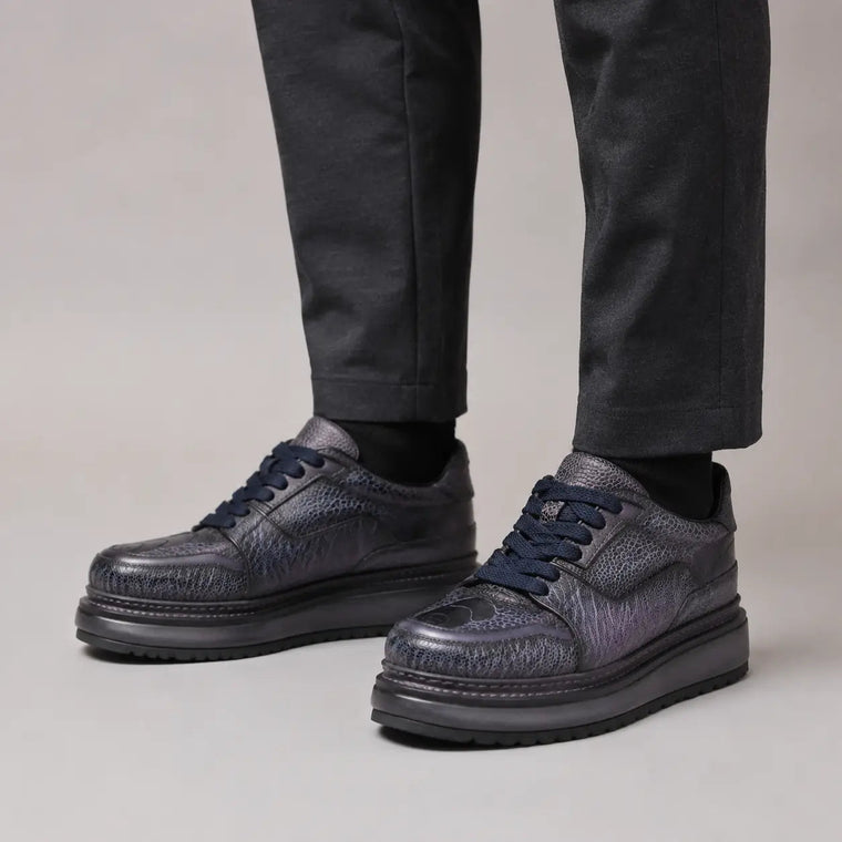Dark Gray-Purple Low-Top Platform Sneaker
