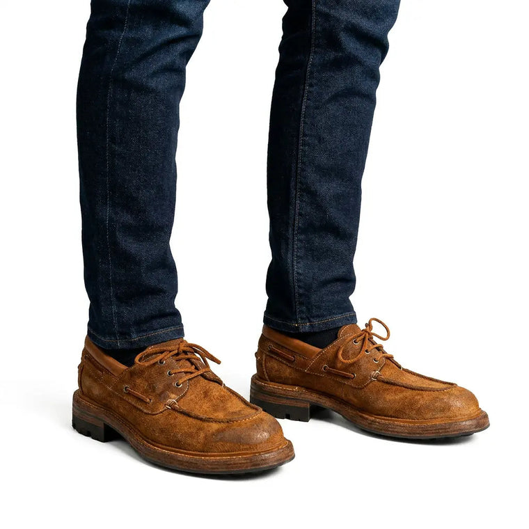 Textured Moc-Toe Lace-Up Shoe with Lug Sole