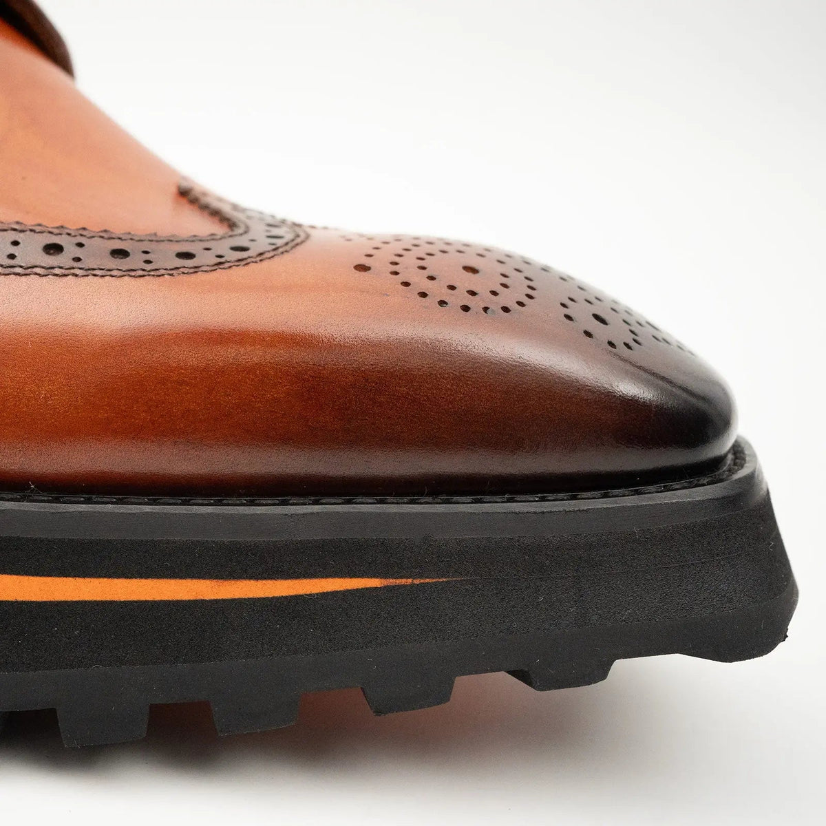 Thick-soled calfskin formal brogue derby shoes Brown Divinch