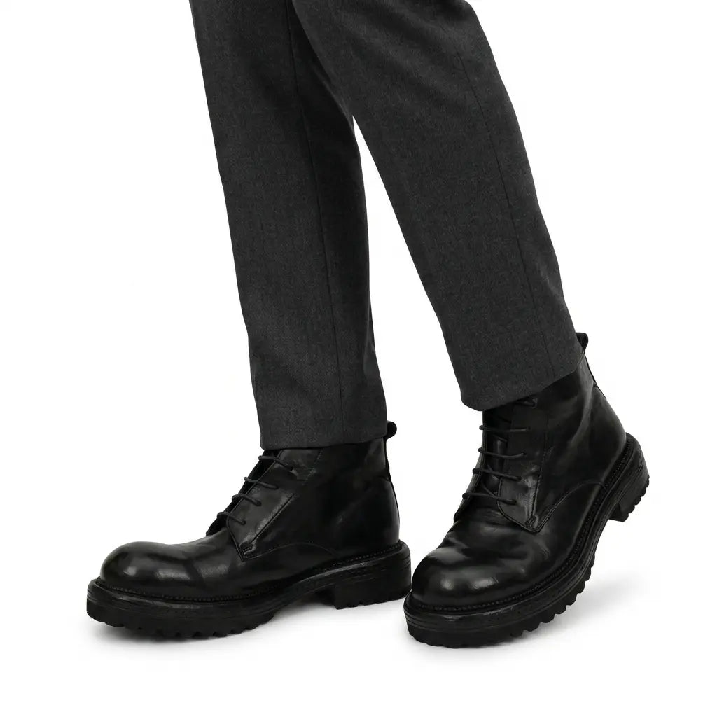 Washed Black Lug-Sole Derby Boot DIVINCH