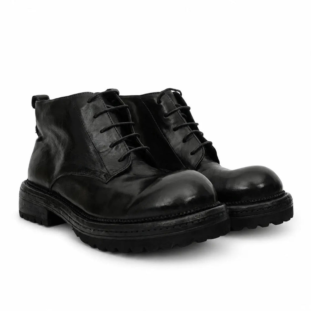Washed Black Lug-Sole Derby Boot DIVINCH
