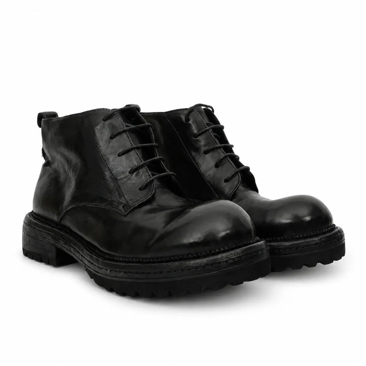Washed Black Lug-Sole Derby Boot DIVINCH
