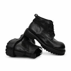 Washed Black Lug-Sole Derby Boot DIVINCH