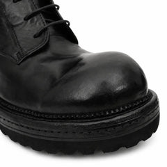 Washed Black Lug-Sole Derby Boot DIVINCH