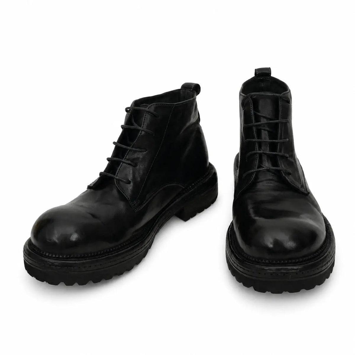 Washed Black Lug-Sole Derby Boot DIVINCH