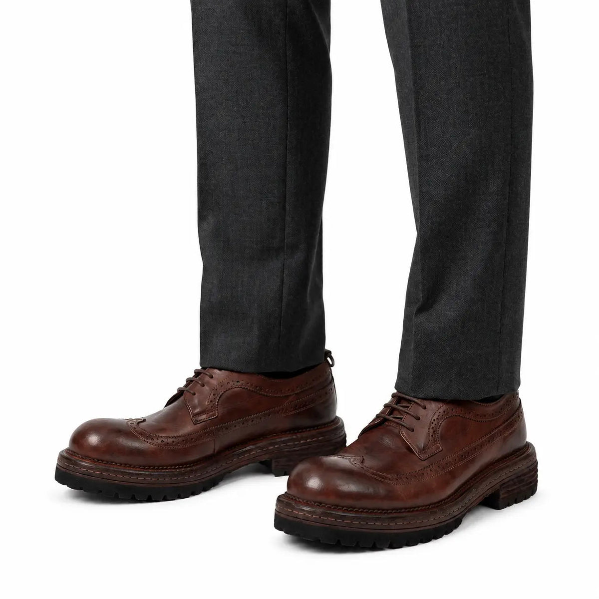 Washed Brown Brogue Lug Derby DIVINCH
