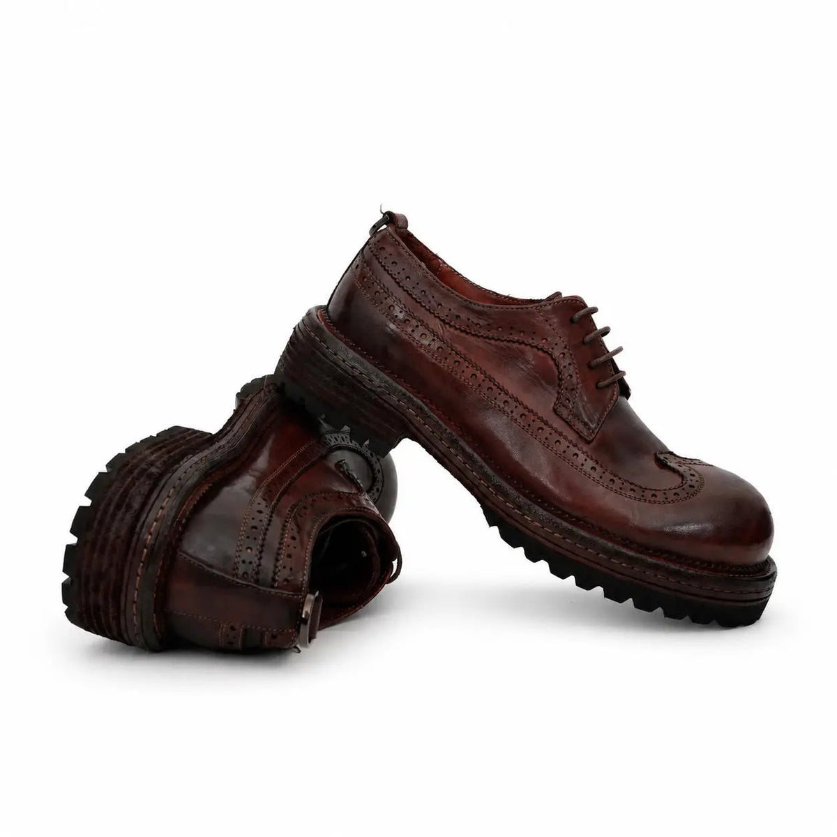 Washed Brown Brogue Lug Derby DIVINCH