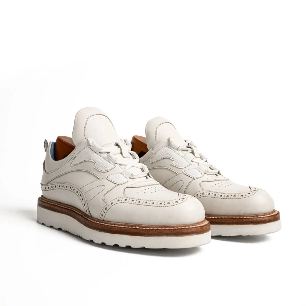 White Crocodile Detail Brogue XL Sneakers Divinch