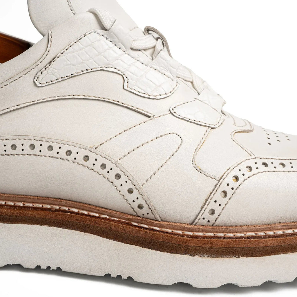 White Crocodile Detail Brogue XL Sneakers Divinch