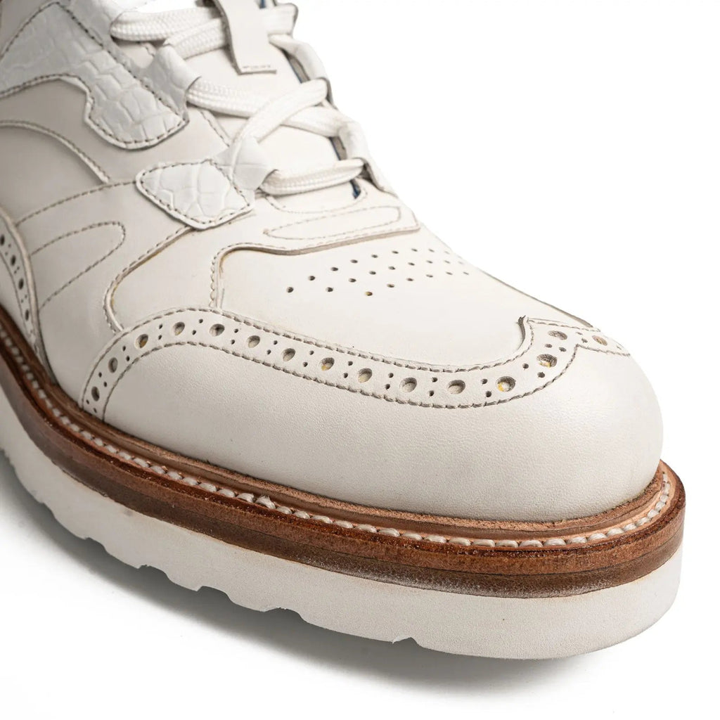 White Crocodile Detail Brogue XL Sneakers Divinch
