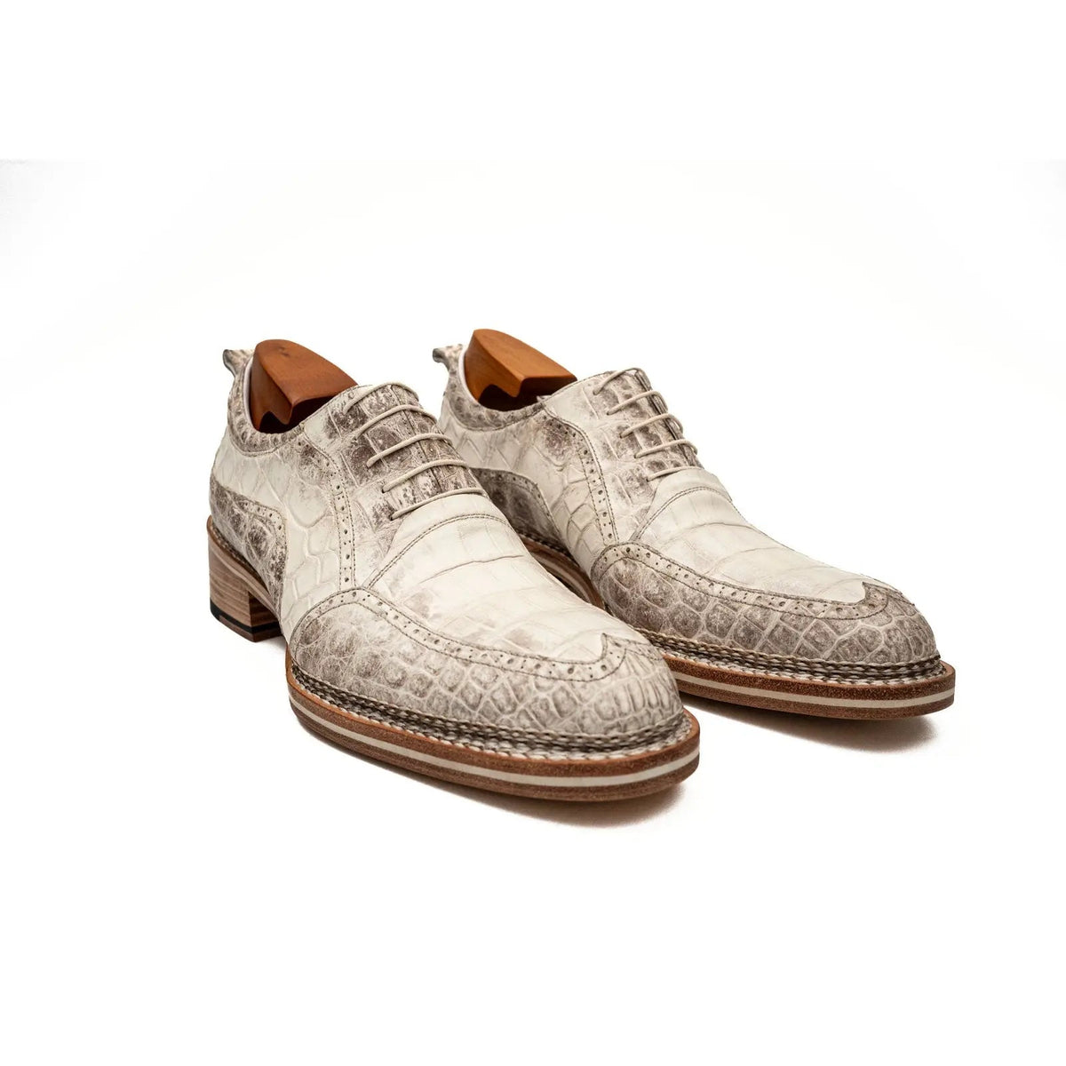 White Crocodile Norwegian Welted Oxfords DIVINCH