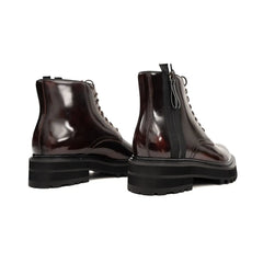 Wine Red Side-Zip Combat Boot DIVINCH