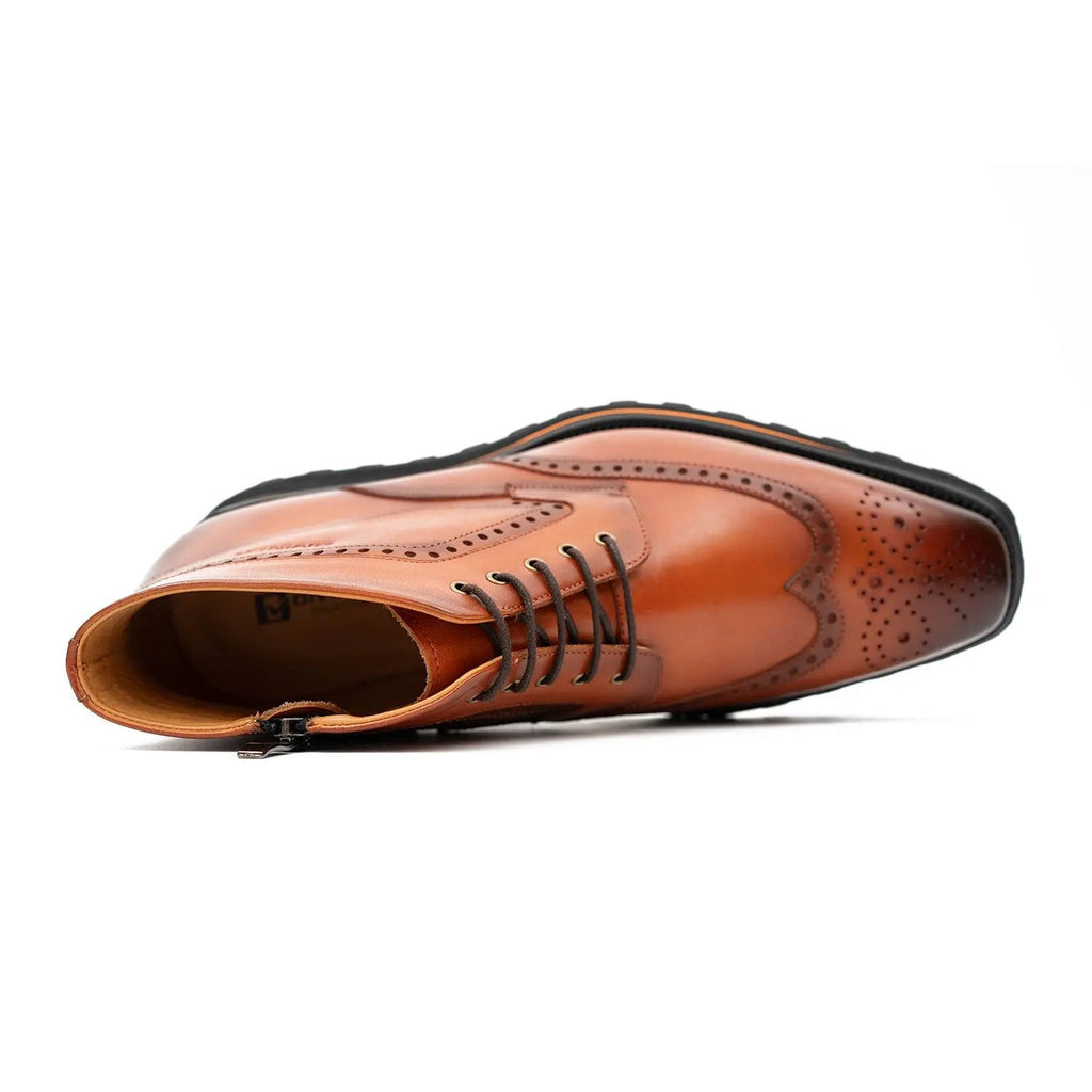 Zipper Brogue Martin Boots 2890 Brown DIVINCH
