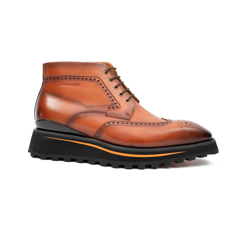 Zipper Brogue Martin Boots 2890 Brown DIVINCH