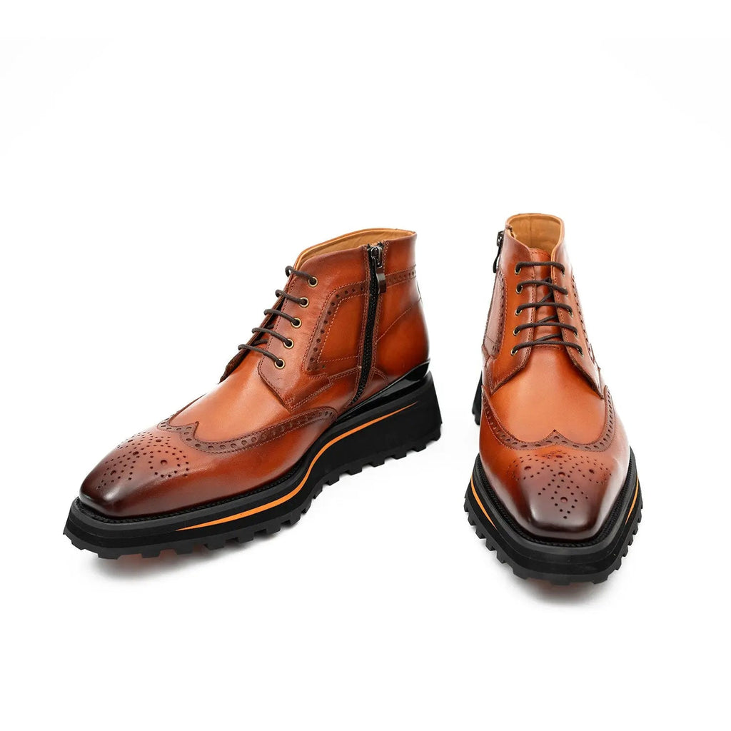 Zipper Brogue Martin Boots 2890 Brown DIVINCH