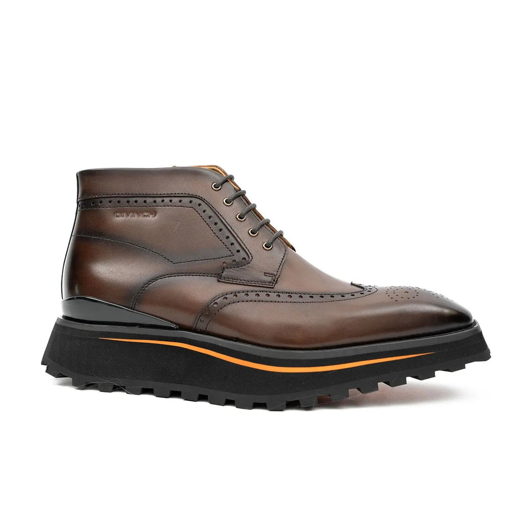 Zipper Brogue Martin Boots 2890 Coffee DIVINCH