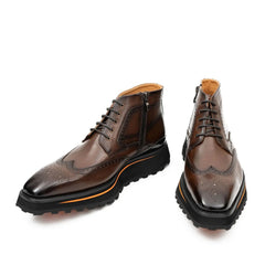 Zipper Brogue Martin Boots 2890 Coffee DIVINCH